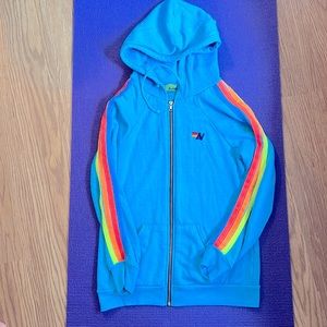 Aviator Nation Zip Up Stripe Hoodie Size Medium, NWOT